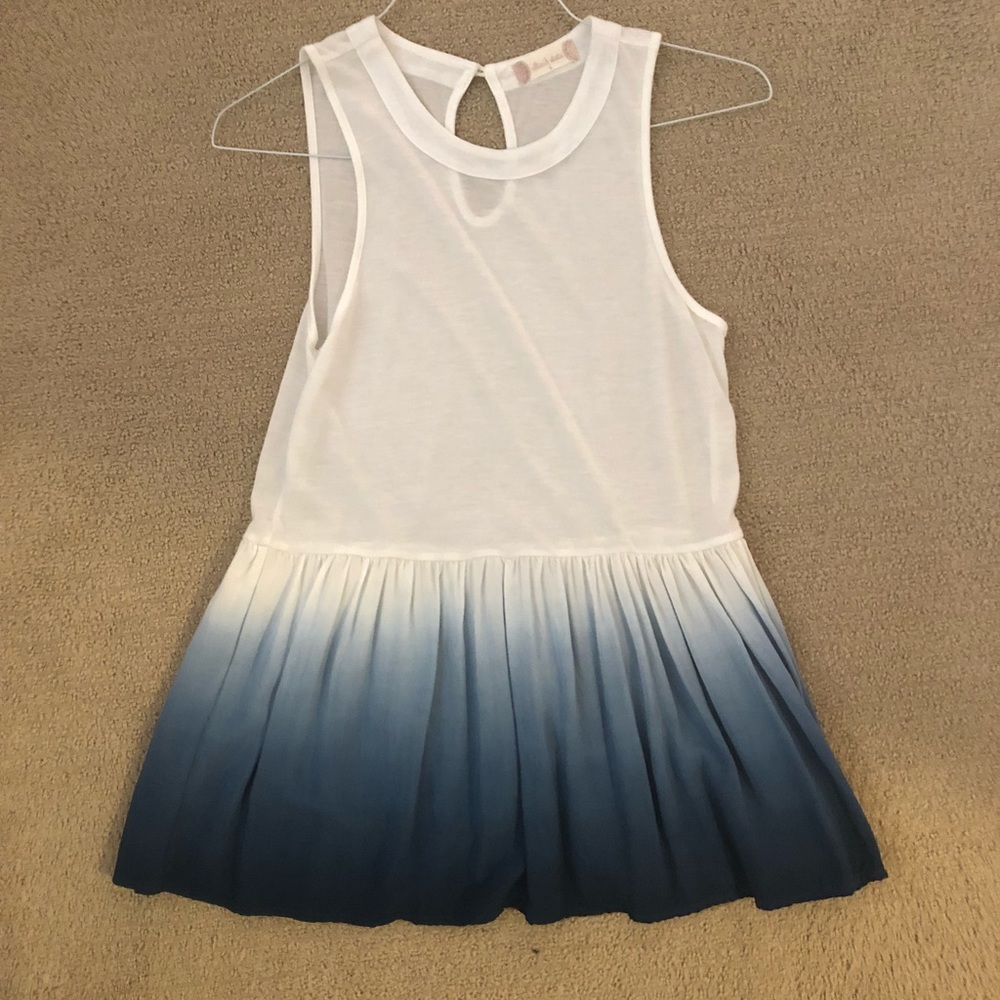 white ombré to blue tank top